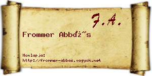 Frommer Abbás névjegykártya